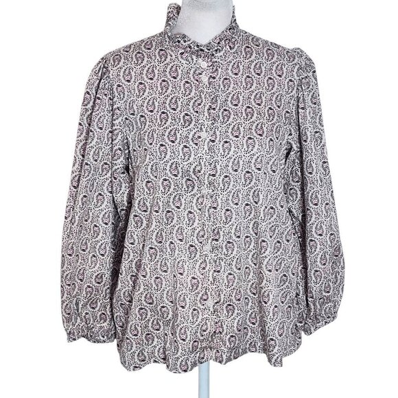 Gap Black and White Print Button Down Blouse Size Medium Gap Cotton Blouse - Picture 1 of 9